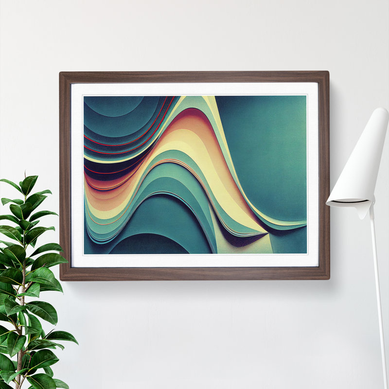 XH1022-6050X Modern Audio Soundwave Vol.3 Abstract - Single Picture Frame Print, 34cm H x 46cm W x 2cm D, Walnut