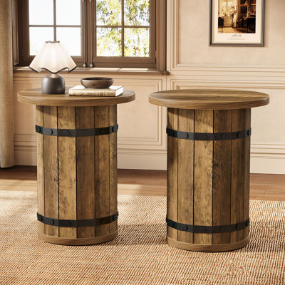 Table de bout industrielle ronde, ensemble de 2