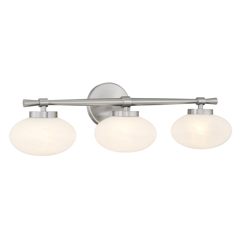 Éclairage pour salle de bain 3 lumières Savoy House Barrow en nickel satiné, 3 lumières, H 8 po x l 25 po x P 6,63 po