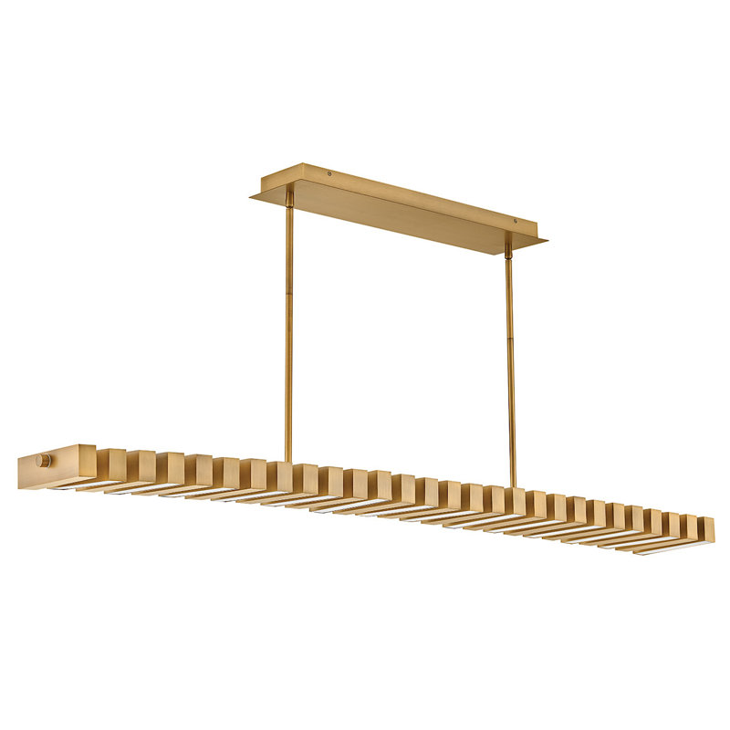 Stitch 58.75" Integrated LED Articulating Linear Chandelier, Lacquered Brass