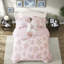 Ensemble de literie pour grand lit rose, ensemble de volants en microfibre pour la maison