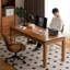 Bureau rectangulaire en bois massif brun noisette-1121155022