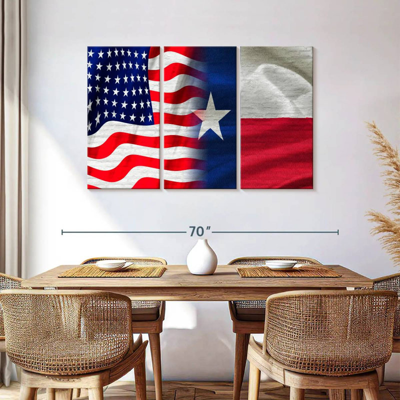 Borges US And Texas Flag, 36" H x 57" W