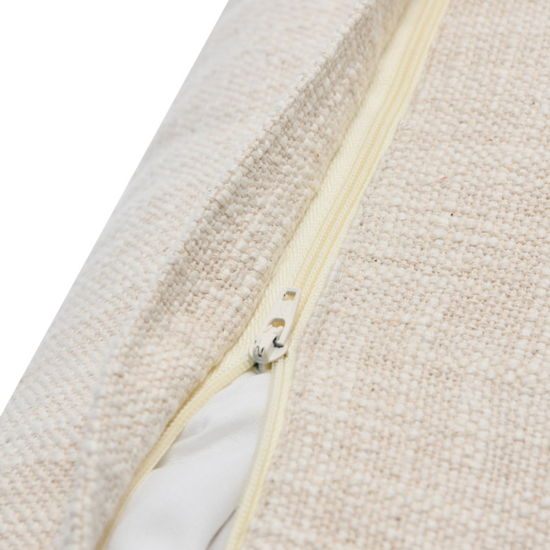 Coussin en coton avec broderie et frange, Beige / gris / orange / crème