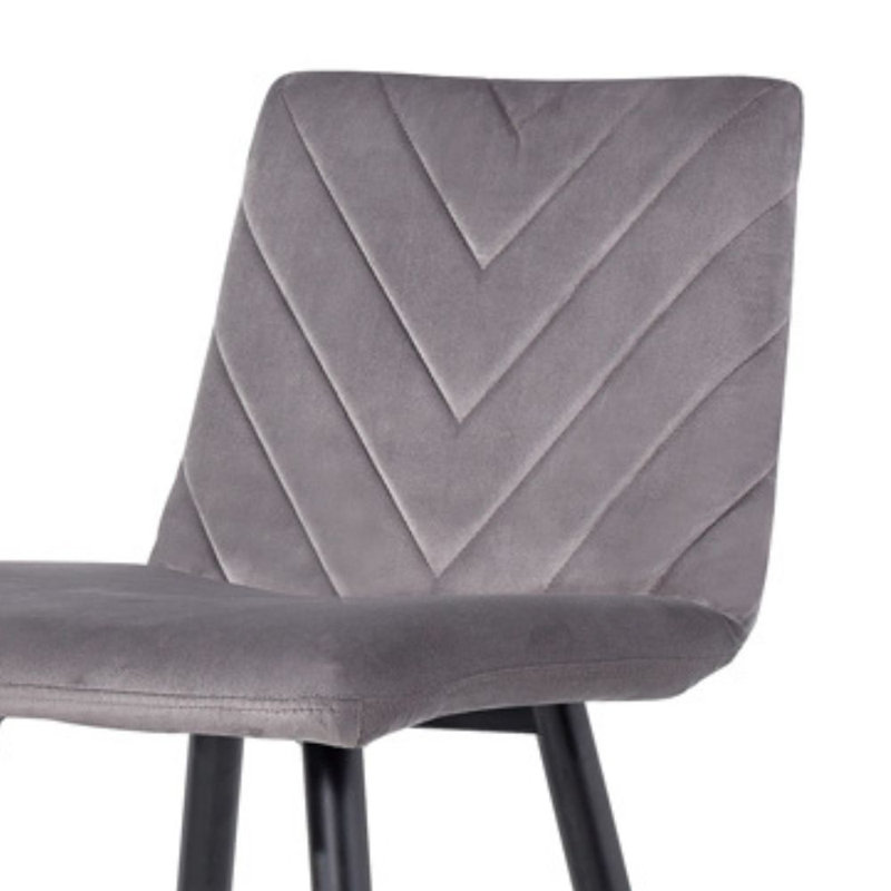 Holt Retro Bar Stool - Blue Velvet, Dark Grey / Dark Grey, Dark Grey