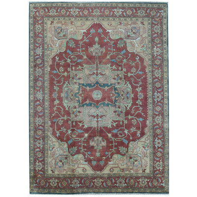 Wool Oriental Area Rug in Rust/Yellow/Beige
