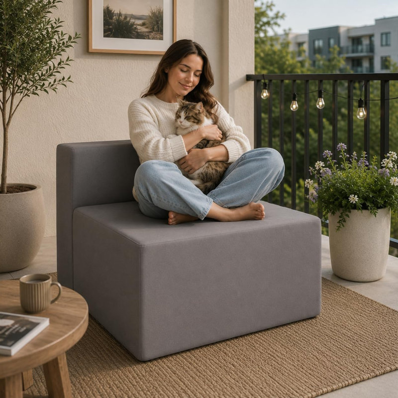 Ensemble de canapé modulaire d'extérieur en forme de L, Single Back Cushion