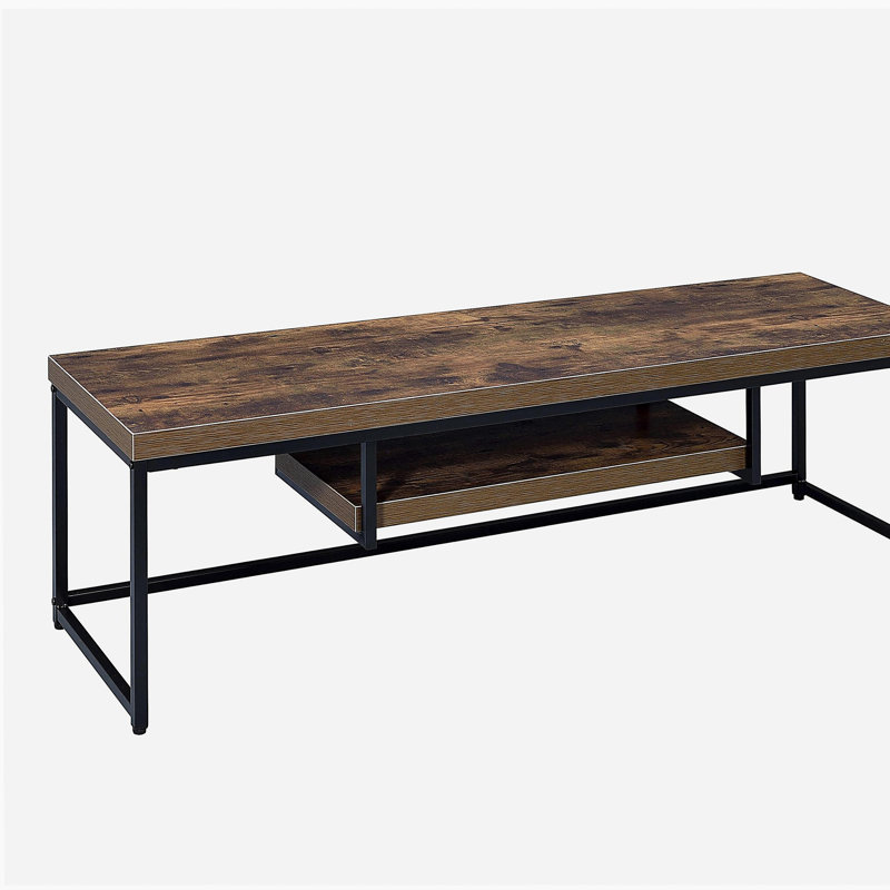 Weathered Oak and Black 1-Layer TV Cabinet