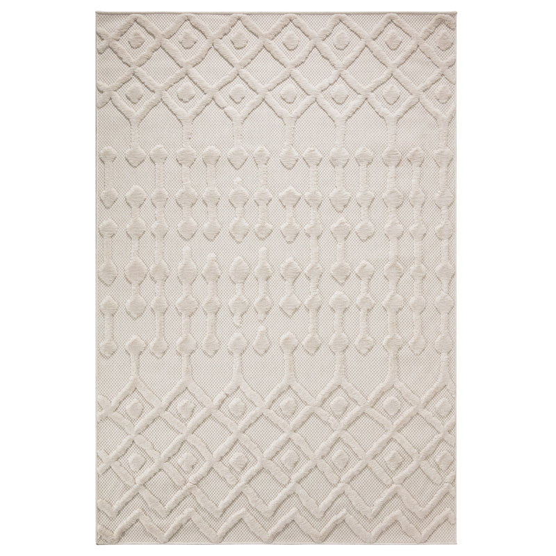 Elegant White Area Rug, 5 x 7.5 Feet | 100% Polypropylene, 0.2 in Pile Height | 400,000 Thread Points | Easy to Clean, Vacuum Friendly | Perfect for Living Room, Bedroom, and Home Décor | Durable & Stylish Design