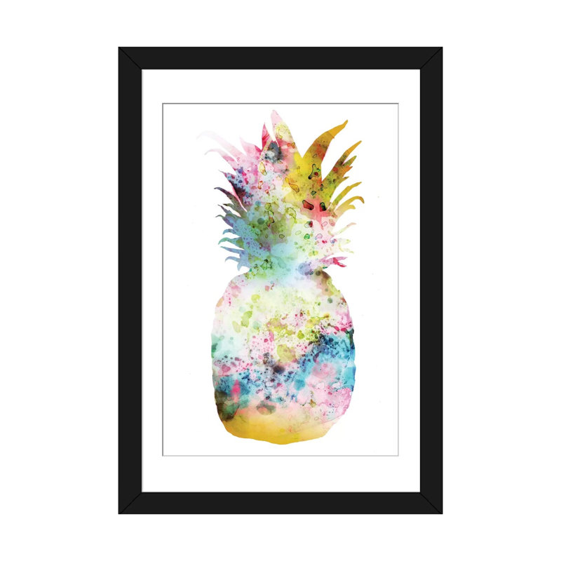 «Pineapple II», impression sur toile, H 24 po x l 16 po x P 1 po, Papier d'art encadré noir, Blanc
