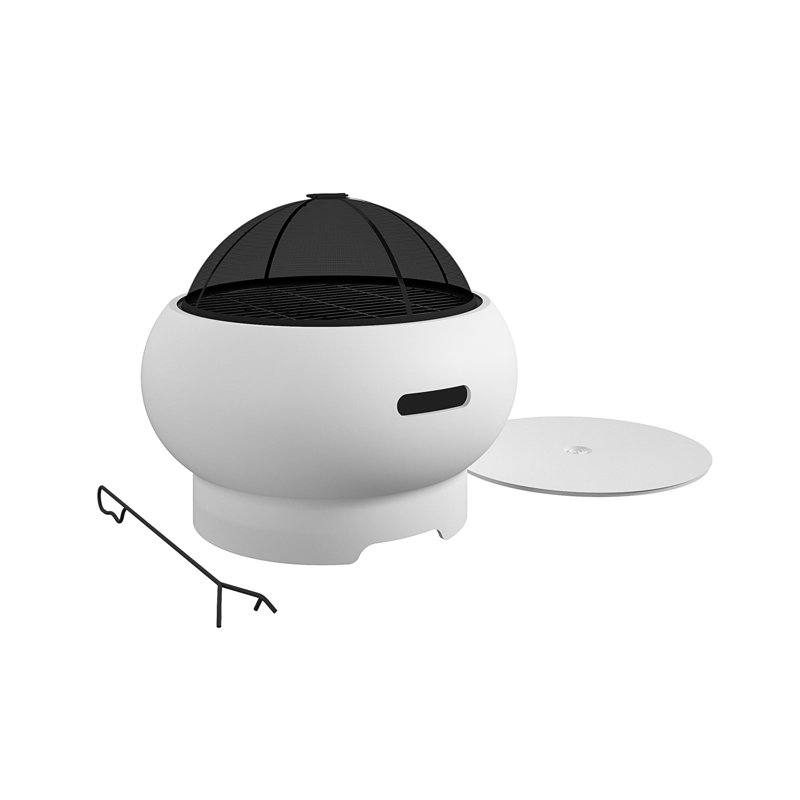 Smokeless Outdoor Fire Pit with Lid, White