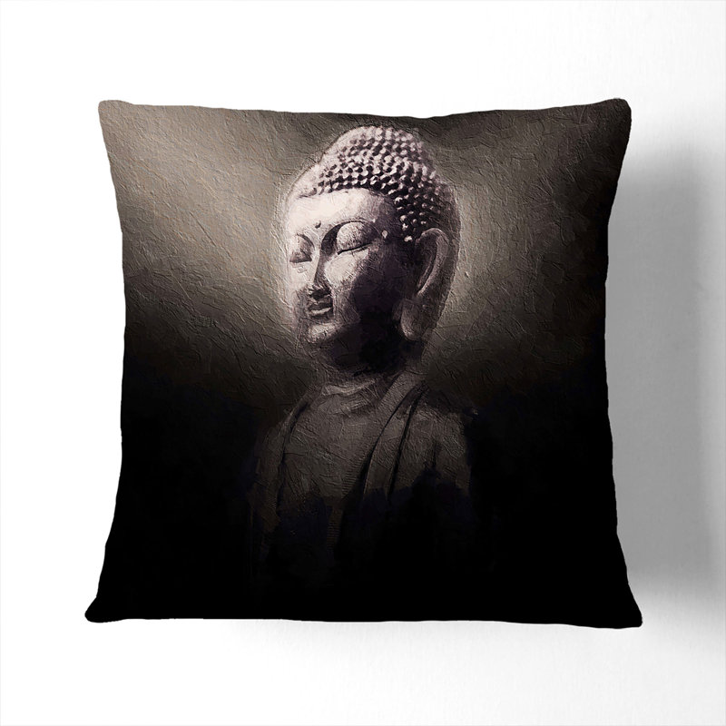 Buddha In A Mist Square Throw Cushion, 55cm H x 55cm W x 20cm D