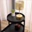 2 niveaux en métal noir Table basse en panneau de fibres à densité moyenne pour le salon, assemblage facile et peu encombrant
