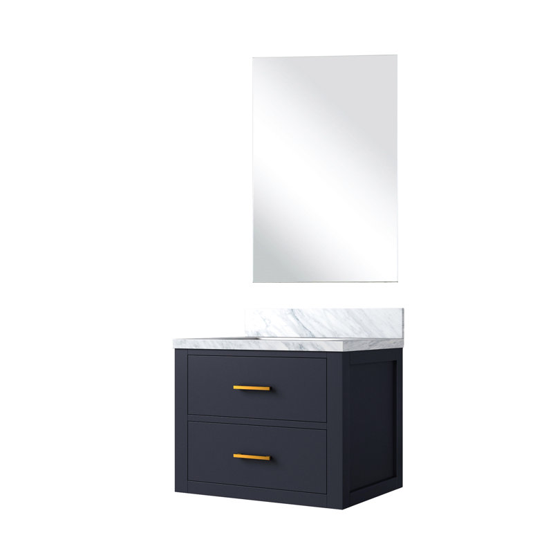 Meuble-lavabo bleu 24 po L x P 18 po Comptoir en acrylique et miroir