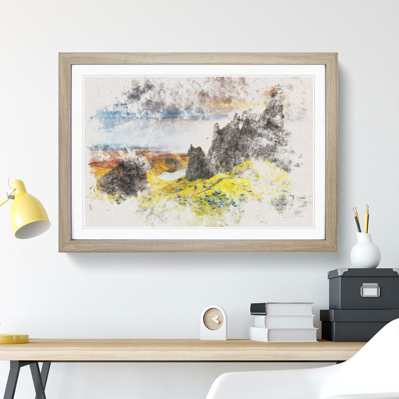 View From The Old Man Of Storr In The Isle Of Skye - Single Picture Frame Print on MDF, Oak, 62cm H x 87cm W x 2cm D