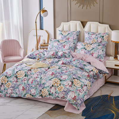 Ensemble de housse de couette 100% coton égyptien 3 pièces 800TC (1 * housse de couette + 2 * taie d'oreiller, sans noyau), ensemble de literie floral de luxe rétro, pour chambre d'amis