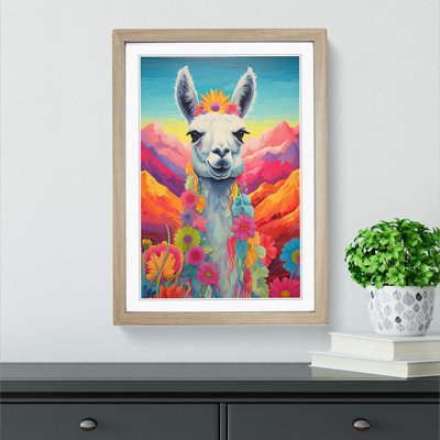 Llama Hard Edge No.2 - Single Picture Frame Print on Wood