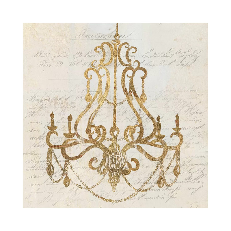 Golden Chandelier I by Aimee Wilson - Wrapped Canvas Painting, 30.48 cm H x 30.48 cm W