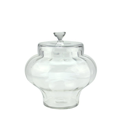 Contenant transparent en verre segmenté avec couvercle