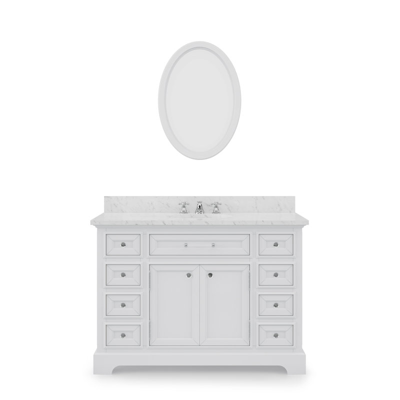Derby 48" Single Sink Bathroom Vanity Set with Mirror, White