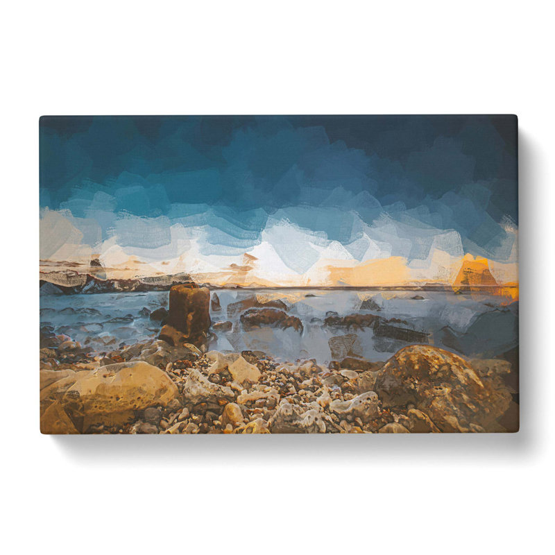 Ocean View In Abstract - Wrapped Canvas Painting, 50cm H x 76cm W x 3cm D