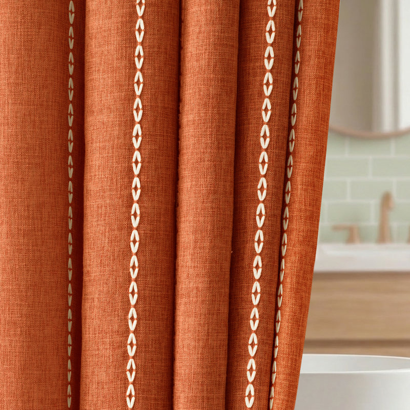 Rideaux de douche Boho, H 75 po x l 72 po, Orange brûlé