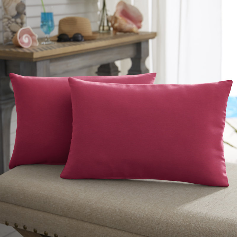 Housse et insert de coussin d'extérieur DD, 12 po x 24 po, Rose vif