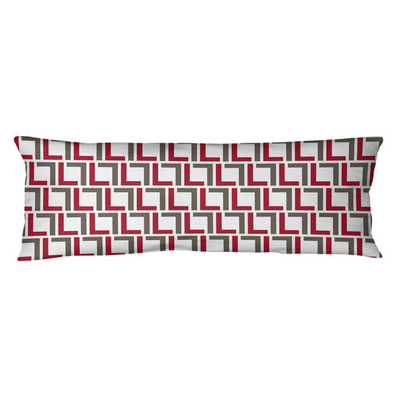Polyester Medium Pillow, Microfiber, White/Red/Pewter