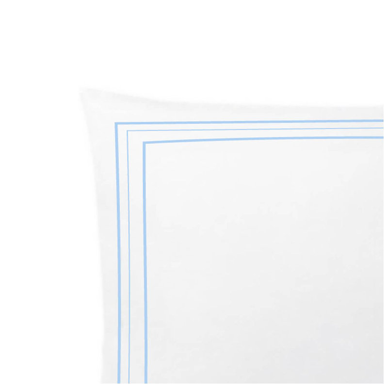 400TC Cotton Classic Embroidery Sateen Solid Euro Sham, 24"H x 24"W, White/Light Blue