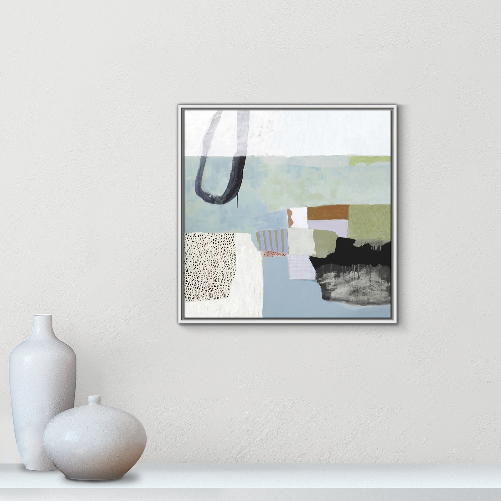Concorde "Blue Rhythm" Painting by Nathaniel Mather, 25.5" H x 25.5" W x 2" D, White Framed Canvas, No Mat