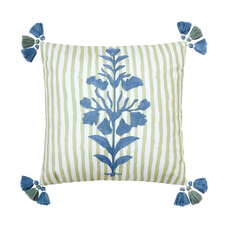 Hamilton Crewel Embroidered Stripe Throw Pillow