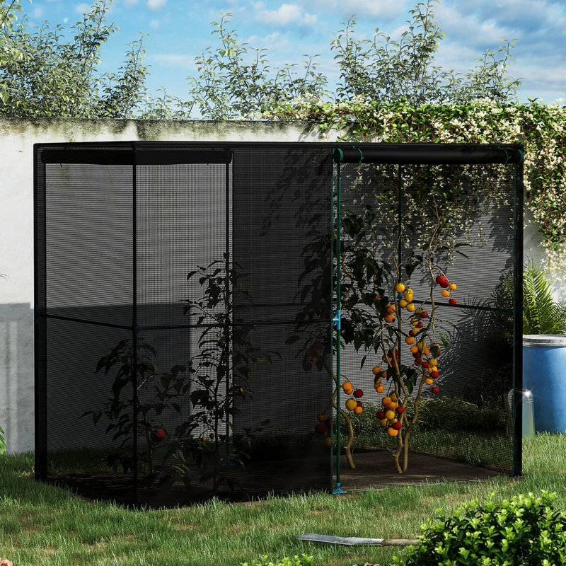 4' X 8' Backyard Plant Cage - . Plants, Black. Zippered Door, Steel Frame. 94.5" 48.08" 71.87 Black Crop Protector For Garden. Door Access. Tear- Mesh & Stable L W 71.87" H