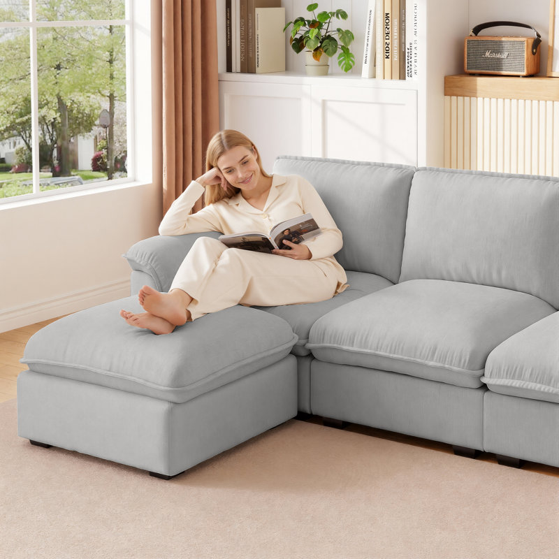 Canapé modulaire en chenille gris pour confort ultime