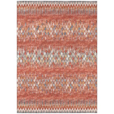 Tapis à chevrons tissé à la machine en rouge