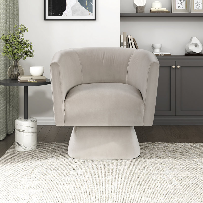 Chaise pivotante moderne et contemporaine de 29 po Earl, Velours taupe