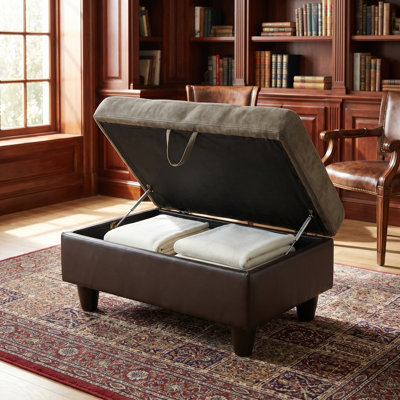 Repose-pieds avec rangement en flanelle et PVC Taupe, banc de rangement rectangulaire capitonné avec charnière hydraulique, grand tabouret de rangement dissimulé pour le salon, la chambre à coucher et le vestibule