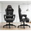 Fauteuil inclinable pivotant en cuir de polyuréthane avec dossier haut, support lombaire et hauteur réglable