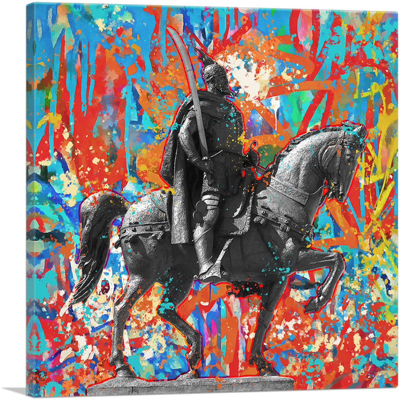 «Skanderbeg Monument George Castriot Albania Graffiti», impression sur toile tendue, H 12 po x l 12 po x P 0,75 po