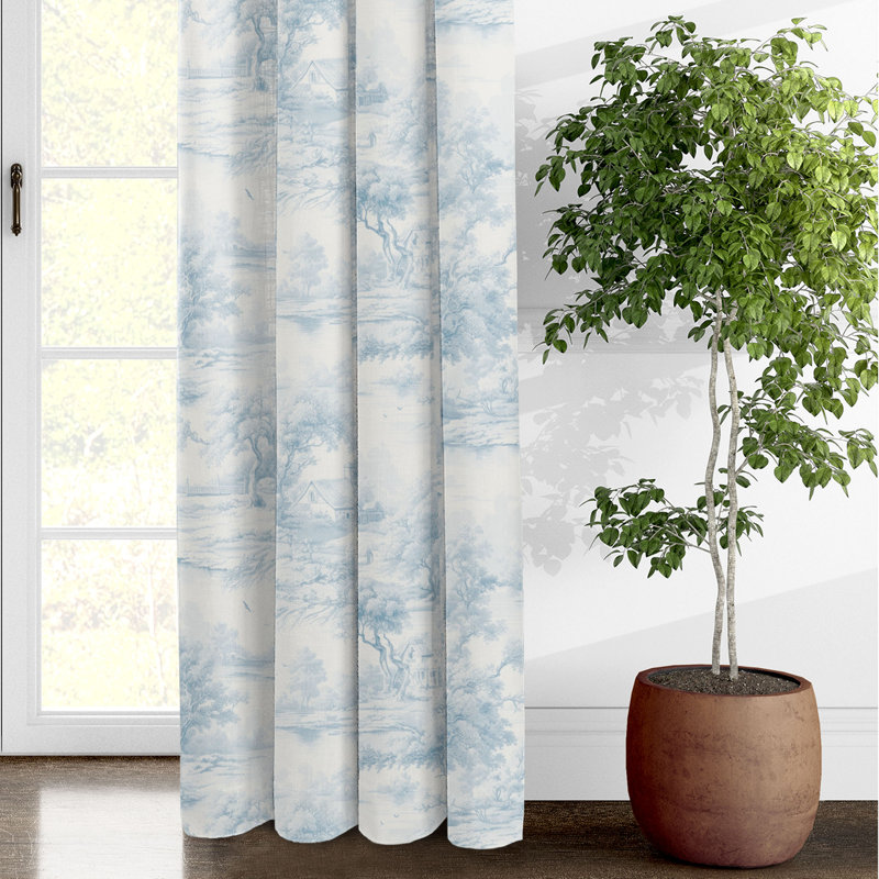 Rustic Cabin Toile, 50" W x 108" L, Cornflower