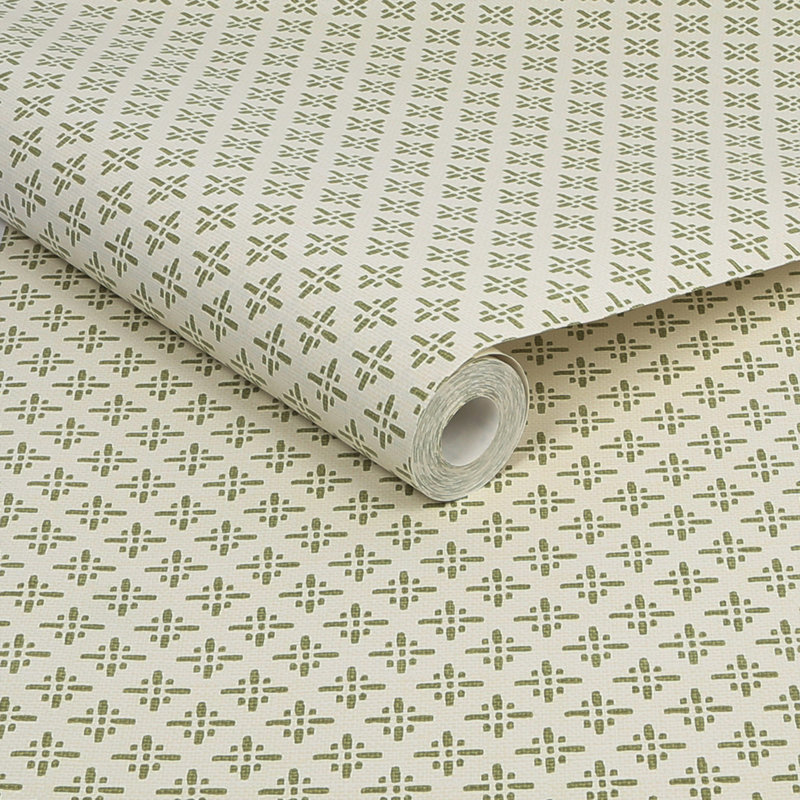 Geometric Wallpaper Double Roll, Olive Green