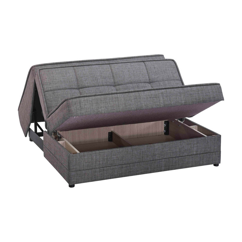 Causeuse convertible rembourrée avec rangement, Gris