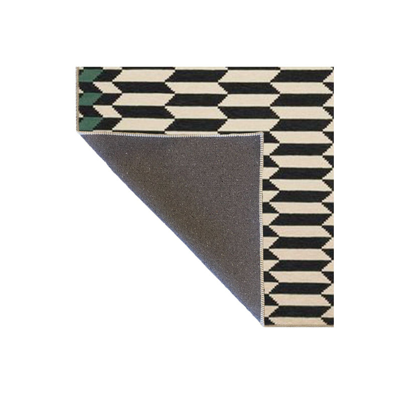 Tapis noir à motif géométrique noir, Sous-tapis rectangulaire 2 pi 6 po x 9 pi 10 po