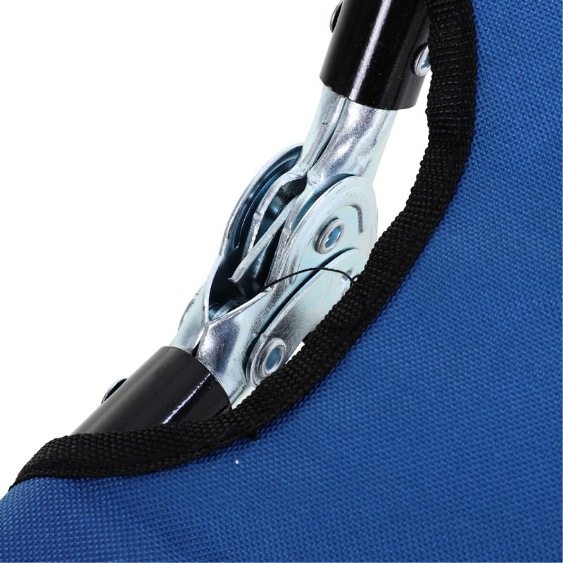 Blue Pool Lounge Chair - 5-Positions Reclining Back, Fabric Seat Folding Poolside Recline,