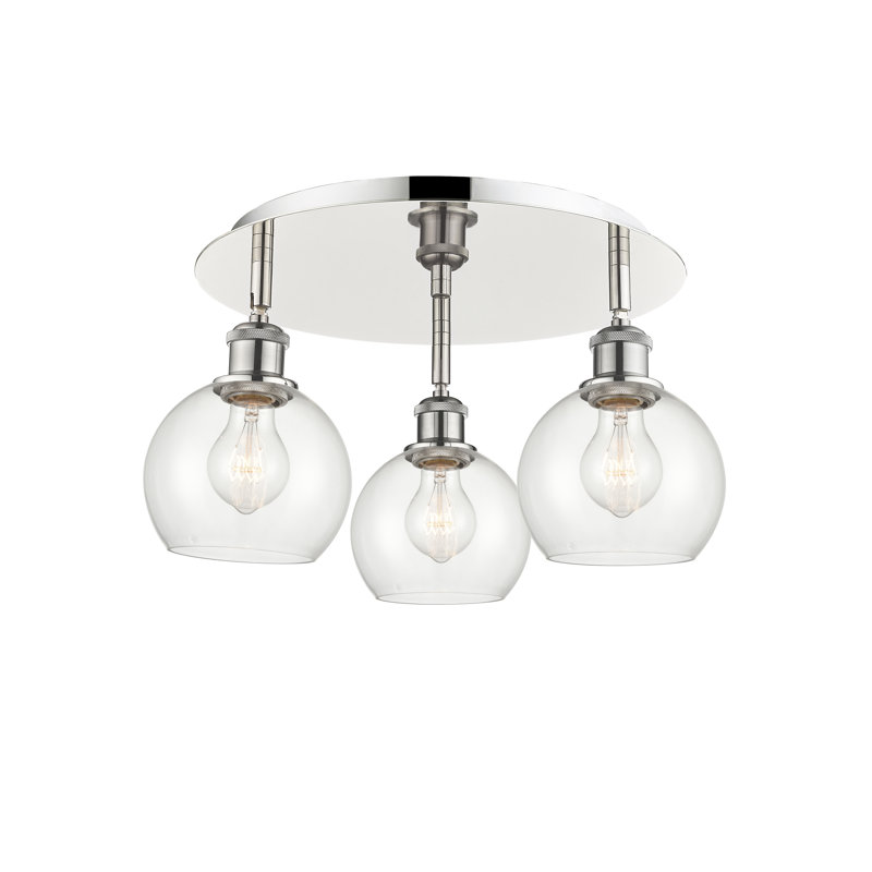 Plafonnier semi-encastré Ellington, Transparent, Nickel poli