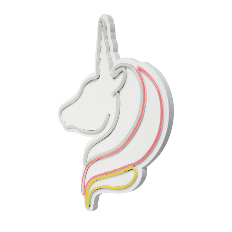 Enseigne néon à DEL 16 po Kaleyah, Blanc / rose / jaune
