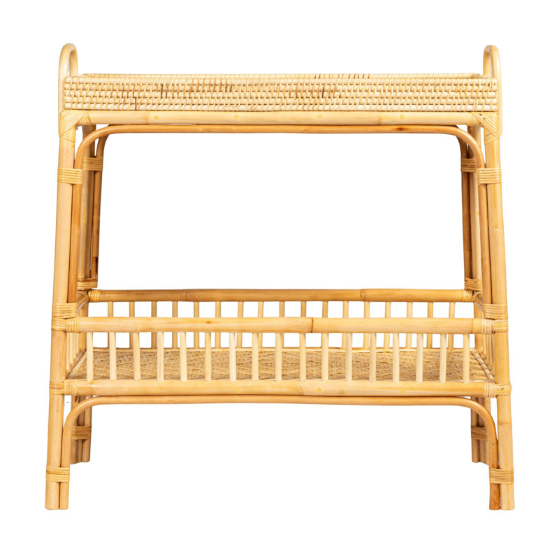 Console en rotin et bambou avec tablette, Naturel