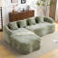 Green Full Compression L-Shape Sectional Sofa - Curved Chaise, Chenille Fabric, High-Density-2016517811