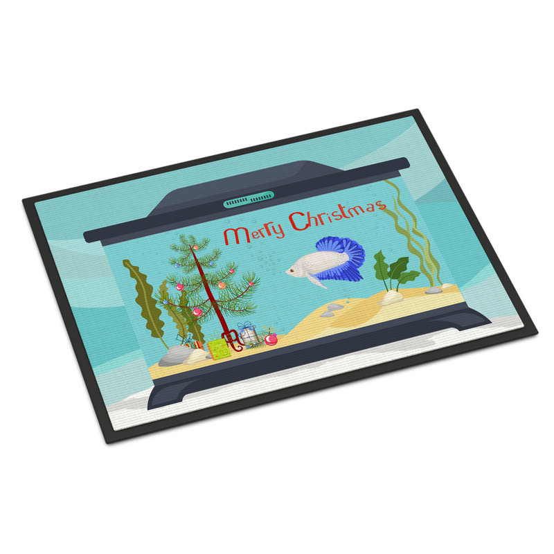 Tapis d'entrée antidérapant Insta, Poisson combattant à queue demi-lune, 18" W x 27" L