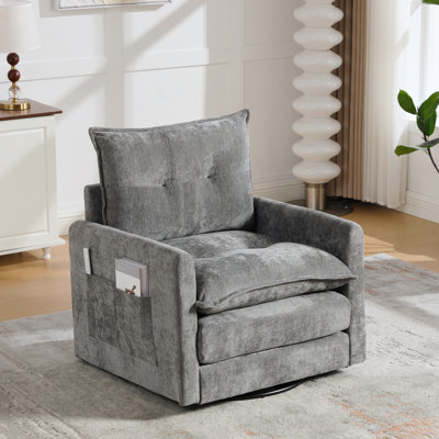Mid-Century Modern Swivel Barrel Accent Chair with Metal Base