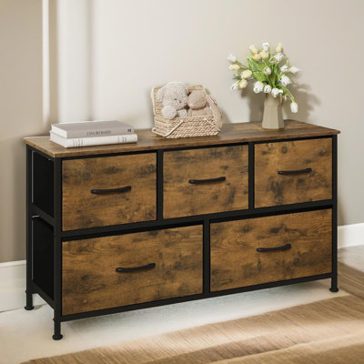 Ninia 5 - Drawer Chest of Drawers with Storage Rustic Brown Dresser Bedroom Furniture